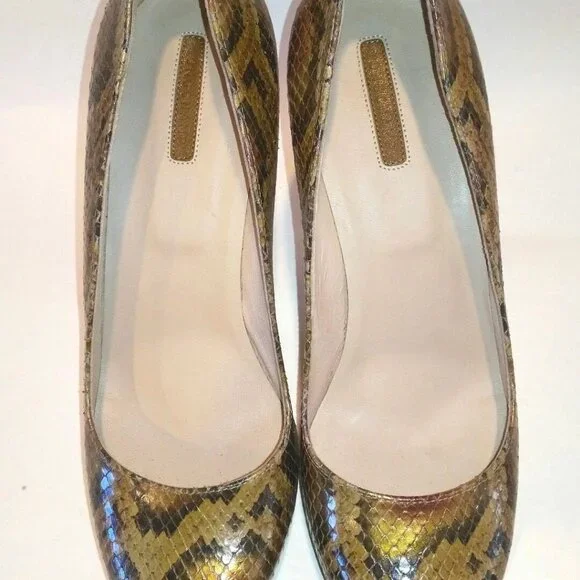 LONGCHAMP NEW Pumps Heels Hidden Platform Python ALL- Leather Womens 40/9 Italy - Picture 7 of 12